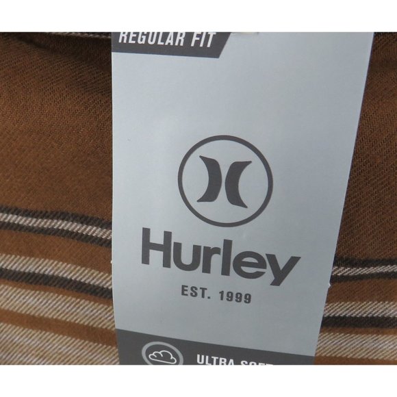 Hurley Men's Ultra Soft Button Down Brown Shirt XL NWT - Picture 4 of 6